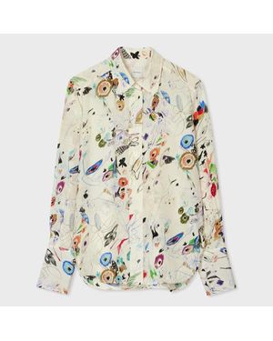 Paul Smith 'Sketchbook Botanical' Silk Shirt - White