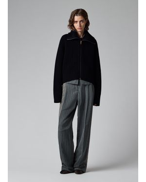 Paul Smith Mixed Stripe Wide-Leg Trousers - Black
