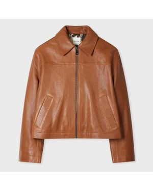 Paul Smith Tan Leather Jacket - Brown