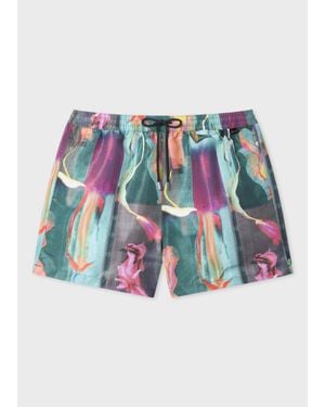 Paul Smith 'Glitch Floral' Print Swim Shorts - White
