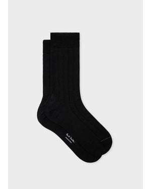 Paul Smith Cotton-Blend Ribbed Socks - Black