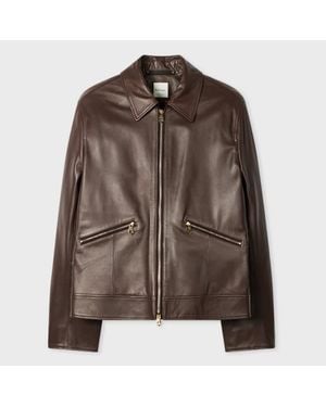 Paul Smith Chocolate Nappa Leather Jacket - Brown