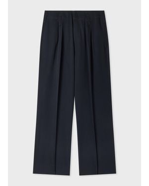 Paul Smith Relaxed-Fit Wool-Twill Trousers - Blue