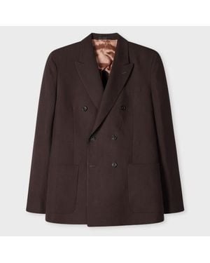 Paul Smith Aubergine Linen Double-Breasted Blazer - Brown