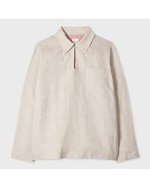 Paul Smith Oatmeal Linen Oversized Pop-Over Shirt - Natural