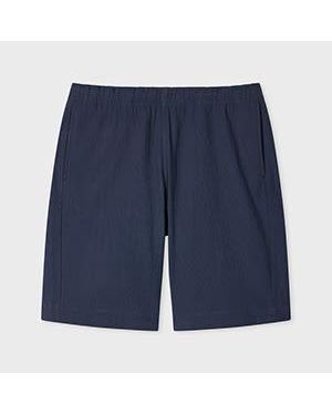 Paul Smith Stretch-Cotton Seersucker Shorts - Blue