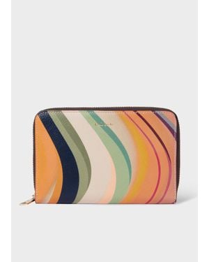 Paul Smith Medium 'Dusky Swirl' Leather Zip-Around Purse - White