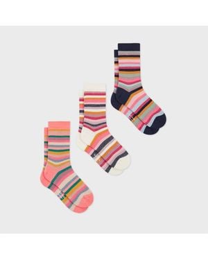 Paul Smith Glitter 'Swirl Stripe' Socks Three Pack - White