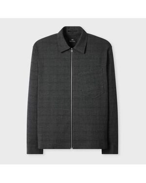 Paul Smith Textured-Cotton Check Zip Overshirt - Black