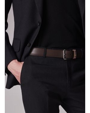 Paul Smith Leather Belt With 'Signature Stripe' Keeper - Black