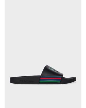 Paul Smith 'Sports Stripe' 'Zed' Slides - Black