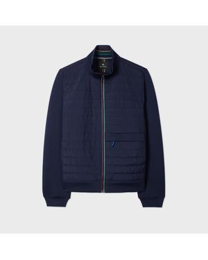 Paul Smith Quilted Mixed Media Jacket - Blue