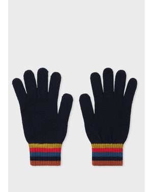 Paul Smith Merino Wool 'Artist Stripe' Gloves - Blue