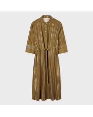 Paul Smith 'Signature Stripe' Pinstripe Shirt Dress - Green