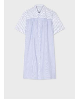 Paul Smith Pinstripe Seersucker Shirt Dress - White