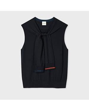 Paul Smith Merino-Wool Blend Knitted Vest - Blue