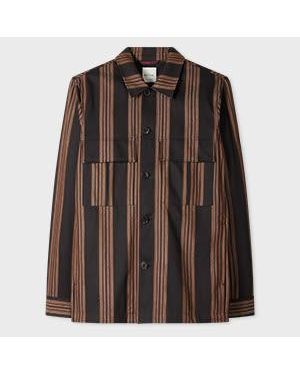 Paul Smith Stripe Cotton Double-Pocket Overshirt - Brown