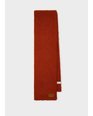 Paul Smith Burnt Chunky Knit Wool Scarf - Red