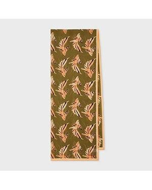 Paul Smith Khaki 'Le Peche Fish' Cotton Scarf - Metallic