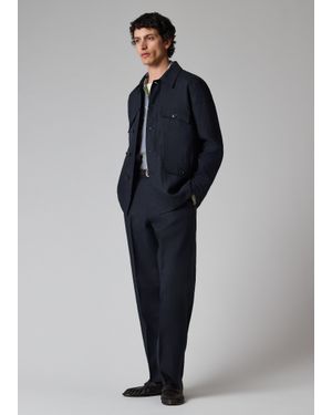 Paul Smith Relaxed-Fit Dark Linen Trousers - Blue