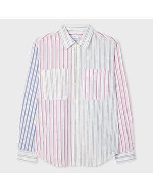 Paul Smith Mix Up Stripe Cotton-Linen Shirt - Pink