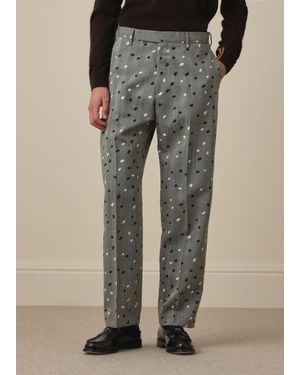 Paul Smith Relaxed-Fit Herringbone Polka Dot Trousers - Grey
