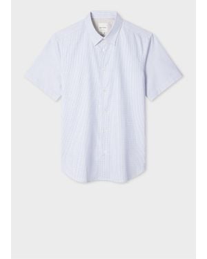 Paul Smith Slim-Fit Light 'Geo Stripe' Short-Sleeve Shirt - White