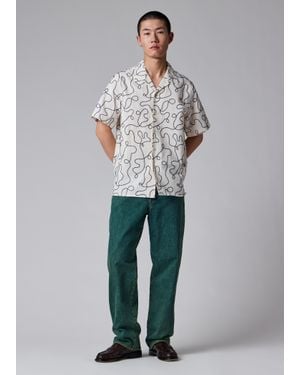 Paul Smith Ecru 'Scribble' Embroidery Short-Sleeve Shirt - Grey