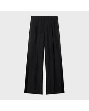 Paul Smith Contrast Satin Wide-Leg Trousers - Black