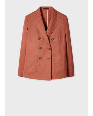 Paul Smith Rust Linen-Wool Blend Double-Breasted Blazer - Red