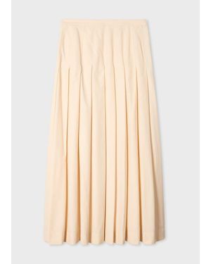 Paul Smith Cream Pleated Cotton-Blend Skirt - Natural