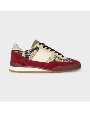 Paul Smith Burgundy Snake 'Dover' Trainers - Red