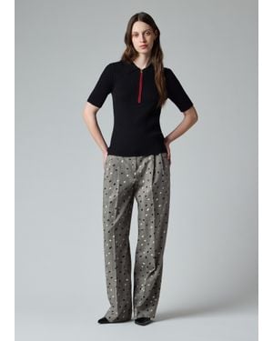 Paul Smith Herringbone Polka Dot Overlay Wide-Leg Trousers - Grey