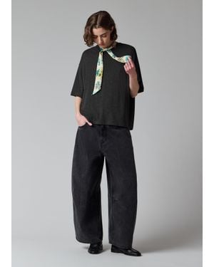 Paul Smith Charcoal T-Shirt With Detachable Scarf - Grey