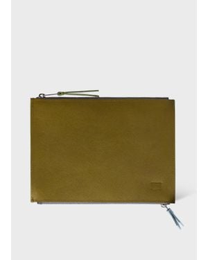 Paul Smith Khaki Two-Tone Zip Travel Pouch - Green