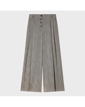 Paul Smith Herringbone Wide-Leg Pleated Trousers - Grey