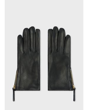 Paul Smith Leather Zip Gloves - Black