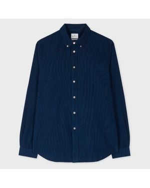 Paul Smith Tailored-Fit Dark Corduroy Button-Down Shirt - Blue