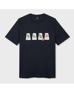 Paul Smith Dark 'Cups' Print T-Shirt - Blue