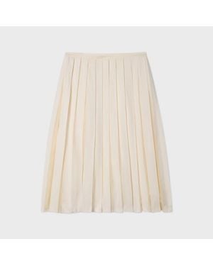 Paul Smith Ecru Cotton-Silk Organza Pleated Skirt - White