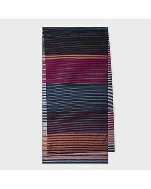 Paul Smith Silk-Blend Multicolour Stripe Sheer Scarf - Blue