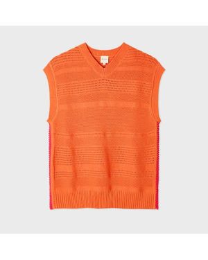 Paul Smith Textured Cotton Knitted Vest - Orange