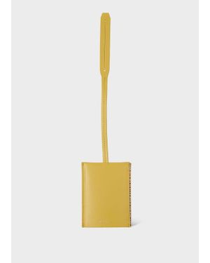 Paul Smith Leather 'Signature Stripe' Trim Luggage Tag - White