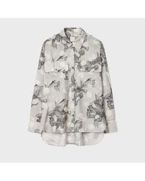 Paul Smith 'Blurred Polka Dot Floral' Shirt - Grey