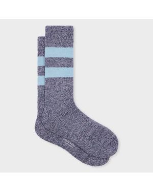 Paul Smith And Light Twisted Wool-Blend Socks - Blue