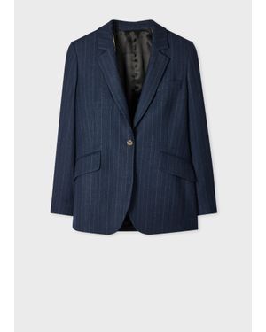 Paul Smith Chalk Stripe Wool-Blend Blazer - Blue