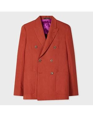 Paul Smith Rust Double-Breasted Linen Blazer - Red
