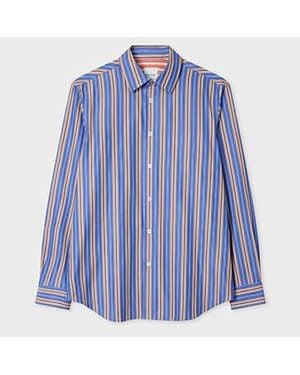 Paul Smith Regular-Fit And Stripe Shirt - Blue