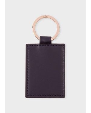 Paul Smith Navy Calf Leather Monogrammed Keyring - Blue