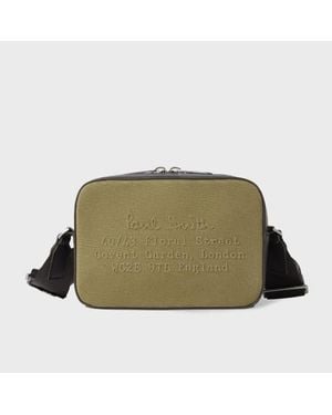Paul Smith Khaki 'Floral Street' Small Cotton Canvas Flight Bag - Green